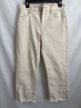 NEW Liverpool LIV Seaside Dunes Off-White Non Skinny Crop Frayed Jeans Size 6/28